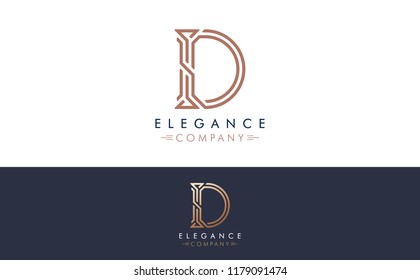 Premium Vector D Logo in two color variations. Beautiful Logotype design for luxury company branding. Elegant identity design for your company.