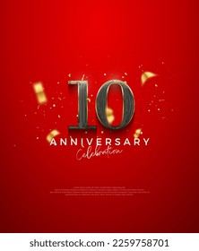 Diseño vectorial premium, para la celebración del décimo aniversario. Fondo vectorial premium para saludos y celebraciones.
