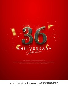 Diseño vectorial premium, para la celebración del 36 aniversario. Fondo vectorial premium para el saludo y la celebración.