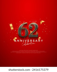 Diseño vectorial premium, para la celebración del 62 aniversario. Fondo vectorial premium para saludos y celebraciones.