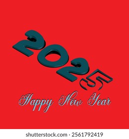 Premium vector design Happy New Year 2025 with Red Background