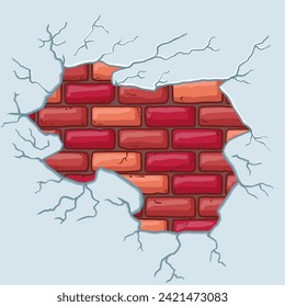 Premium vector, destroyed brick illustration