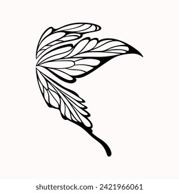 premium vector, detailed line art butterfly wing tattoo