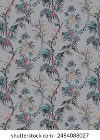Premium vector digital image printing factory, flower solid natural seamless pattern textile and wrapping paper design allover,  