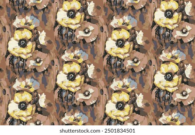 Premium vector digital image printing factory, flower abstract solid natural seamless pattern textile and wrapping paper design allover, 