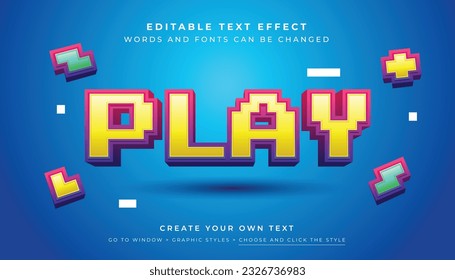 Vector Premium, efecto de texto 3D editable en color. Estilo gráfico de la tipografía del juego de píxeles 