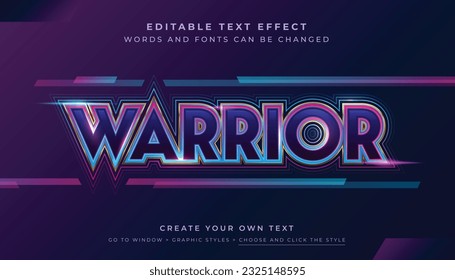 Premium Vector, Editable game warrior heroes effect. Glow futuristic game font style