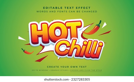 Premium Vector, Editable hot red yellow text effect. Spicy chili food graphic style 