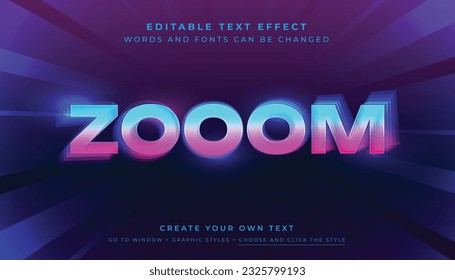 Vector Premium, efecto de texto morado azul neón editable. Estilo gráfico de la tipografía de la tecnología de los videojuegos 