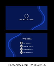 Plantilla elegante de la tarjeta de visita del color azul moderno del Vector de Premium