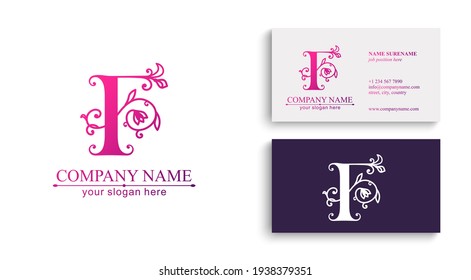 Premium Vector F logo. Monnogram, lettering. Personal logo or sign for branding an elite company. Vector design.