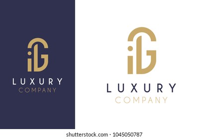 Premium Vector G Logo in two color variations. Beautiful Logotype design for luxury company branding. Elegant identity design in blue and gold. 