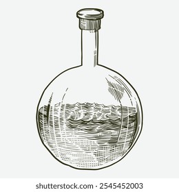 Premium Vetor I desenho de laboratório de vidro estilo vintage gravura linocut