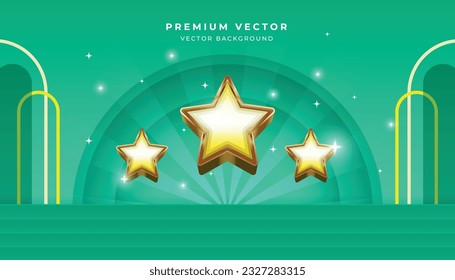 Premium vector, Gold star award High Quality Teal Background