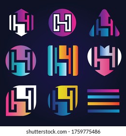 Premium Vector h Logo,Letter h logo set. Color icon templates design. Set of colorful h letter symbols,vector sign,identity design,abstract logo
