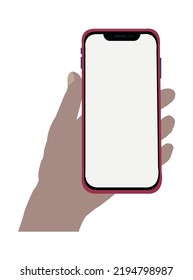 Premium Vector the hand holding the smartphone is an empty white screen. Mobile phone in hand Royalty Free Vector Image.