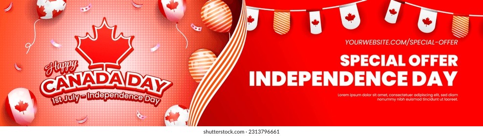 Banner de venta web de portada de vectores premium Vector feliz día canadá