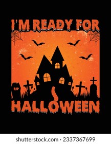 Premium Vector . Happy Halloween T Shirt Design Retro Vintage Horror boo Design