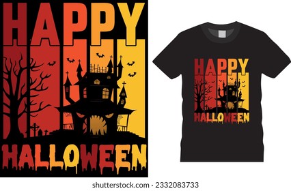Premium Vector, Happy Halloween T-shirt design vector template. Halloween day t shirts design vector illustration. Unique and Trendy, Beautiful and eye catching vector graphic T-shirts Design.