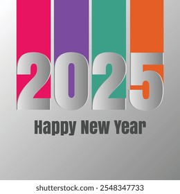 Premium vector. Happy new year 2025 design with colorful truncated number illustrations. Design for poster, banner, greeting and new year 2025. 2025 number design template. New Year social media.