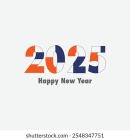 Vector de Premium. Feliz año nuevo 2025 diseño con ilustraciones de números truncados coloridos. Diseño para cartel, Anuncio, saludo y año nuevo 2025. Plantilla de diseño de números 2025. Medios sociales del Año Nuevo.