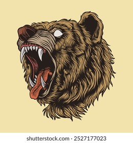 Cabeza de Vector premium oso fauna silvestre dibujo de animales vintage