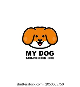 Logotipo de perro con cabeza de vector premium