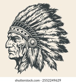 Premium Vetor I Cabeça indígena nativo americano sioux Apache desenho contorno 