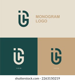 Premium Vector ICG Logo in three color variations. Beautiful Logotype design for luxury company branding. Elegant identity design.