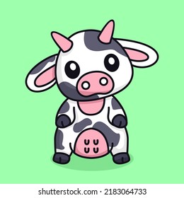 Premium Vector Illustration of cute dairy cow sitting