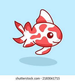 Ilustración vectorial premium de un bonito pez Koi rojo y blanco