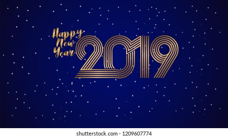 Premium Vector illustration Happy New Year 2019 Background for New greeting card and other. great modern and luxury design