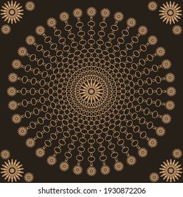 Premium vector illustration, mandala Ramadan, Turkish pattern, editable dark brown background. 4000 x 4000 pixel perfect.