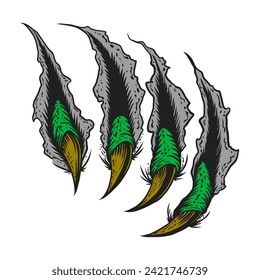 Premium vector, illustration of a monster's claws tearing a wall