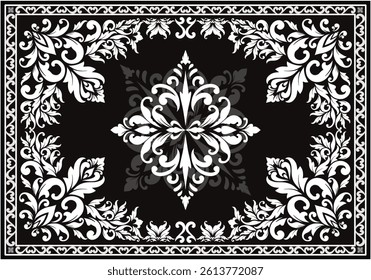 Premium Vector | Indian rug. Persian textile carpet design, royal arabesque pattern for vintage eastern embroidery. Vector ethnic luxury fabric for interior with royal geometric texture ornament
