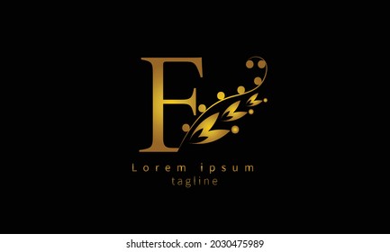 Leyenda inicial del vector premium F diseño del logotipo de la tipografía florida