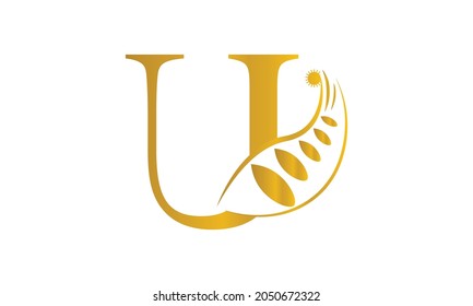 Premium vector initial letter U florish typography logo design