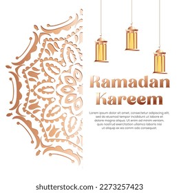 Estilo islámico vectorial premium Ramadan Kareem y fondo decorativo Eid