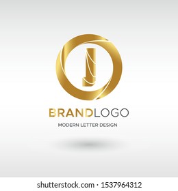 Premium Vector J Logo in GOLD. Beautiful Logotype design for company branding. Elegant identity design in blue