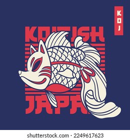 Vector Premium | Diseño del logotipo del personaje de pescado Koi ilustración vectorial diseño de camisetas