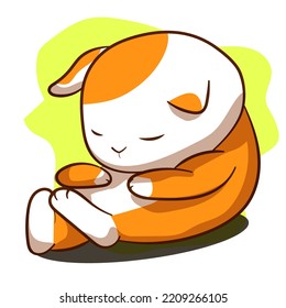 Premium vector l vector art cute cat sleeping illustraytion, clip art, white background.