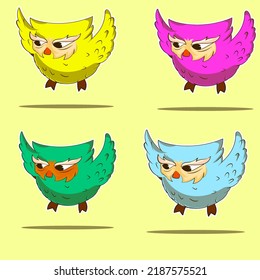 PREMIUM VECTOR l bundle set amazing vector cute owl in flight. mascot design logo design