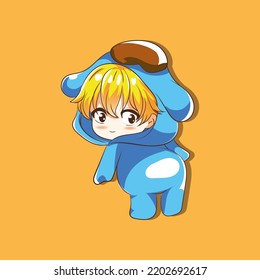 Premium Vector L Chibi Anime Wearing Cool Cloak. Korean Cute And Cartoon Stickers