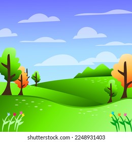 premium vector l cool scenery background during the day. kawaii vector.