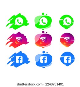premium vector l cute vector icon social media  sosmed  with set bundle. kawaii vector.