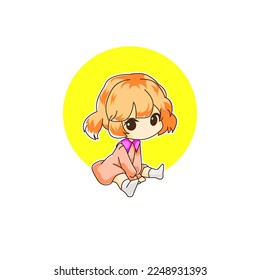 vector premium l linda niñita sentada. vector kawaii.