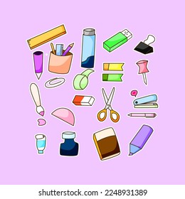 premium vector l cute style stationery with set bundle. kawaii vector.