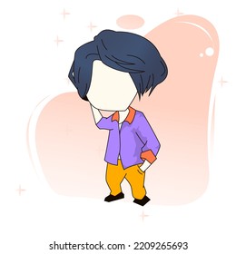 Premium Vector L Draw Flat Character Design Boy Cute Manga Cartoon Korean.