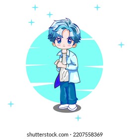 Premium vector l flat character design outfit manga cartoon korean.