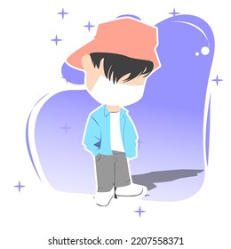 Premium vector l flat character design outfit manga cartoon korean.